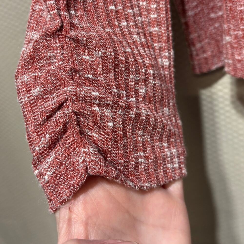 Bobbie Brooks Medium Red Maroon Shirt Tie Front Criss Cross Back 3/4 Sleeves - Picture 5 of 8